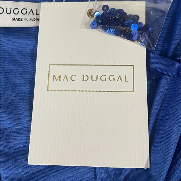 Mac Duggal Blue Fringe Sequin Dress Size 0 One Shoulder Party NYE Cocktail Glam - Picture 7 of 14